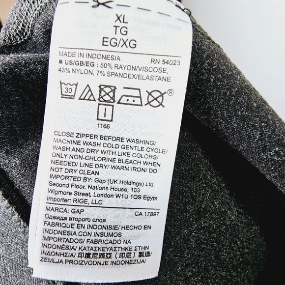 GAP Sculpt Ponte Black Gray Zipper Bottom Thick Contouring Legging, Sz. XL, NWT - Picture 7 of 8